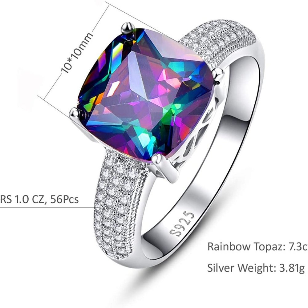 7.3ct Mystic Rainbow Ring - 925 Sterling Silver - Picture 3 of 5
